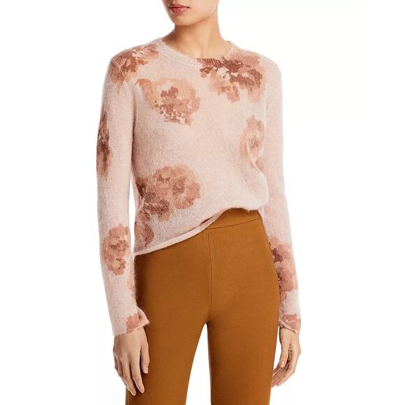 Vince Sweater Womens Large Dahlia Floral Alpaca Mohair Thin Lightweight Knit
